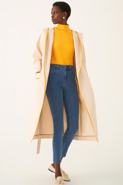 Perspective Anderson Comfortable Fit Hooded Midi Size Beige Color Women's Trench Coat