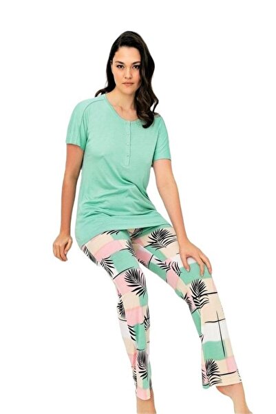Bludream Bluedream Düğmeli Viskon Büyük Beden Bayan Pijama Takım