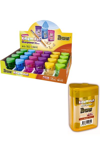 Brons Orange 1 Piece Triangular Pencil Sharpener with 2 Blades - Bronze Color