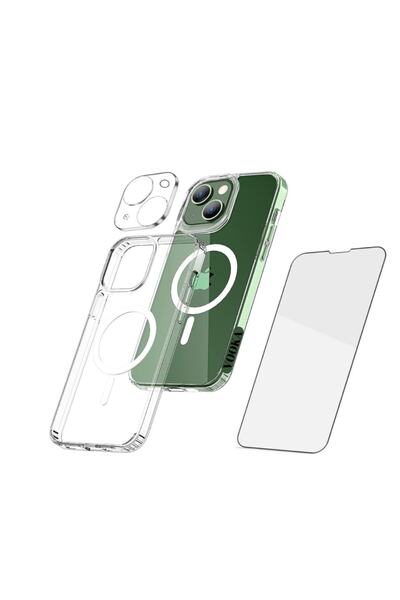 VOOKA Iphone 13 Uyumlu Magsafe Kılıf + Ekran Koruyucu + Kamera Koruyucu 360° Tam Koruma 3in1