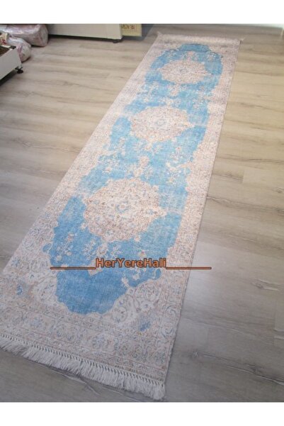 Tiffany Halı Sandy Tsy07turkuaz 80x300 Kadife Kaymaz Yolluk
