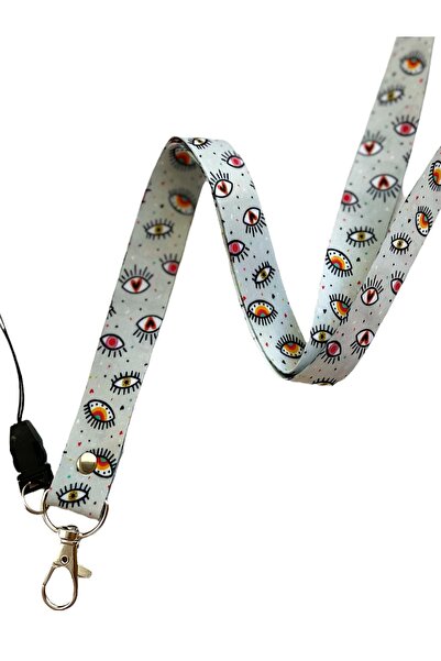 Happy Bear Gri-nazar Desenli Boyun Ipi Telefon Askısı