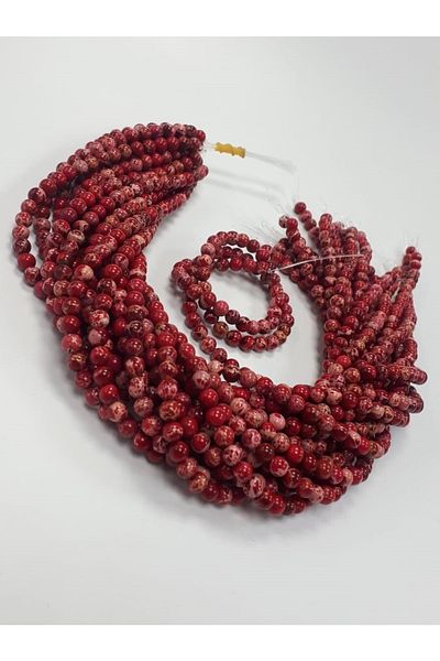 Yüksel Boncuk Σειρά φυσικών πολύτιμων λίθων 6 mm Red Variscite