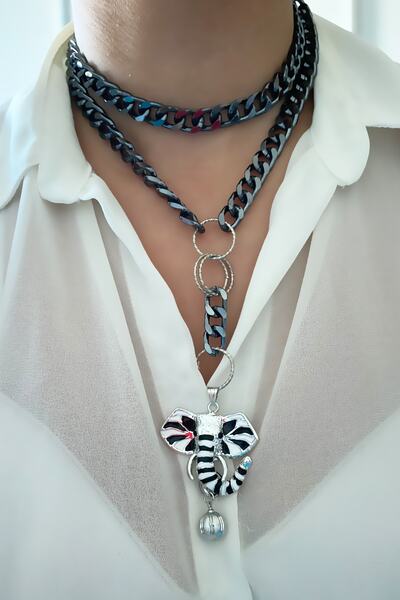 Liveyn Design Two Row Elephant Necklace