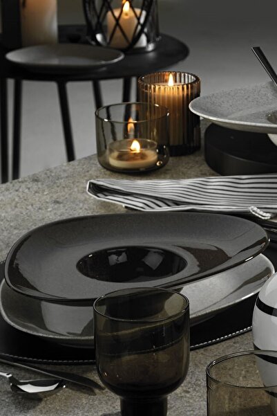 Kütahya Porselen Galaxy 29 Cm.spagetti Tabağı Mıx Granül Antrasit 1 Adet