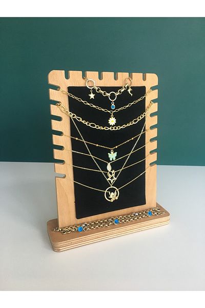NONYA Decorative Wooden Jewelry Organizer Stand Necklace Bracelet Accessory Organizer