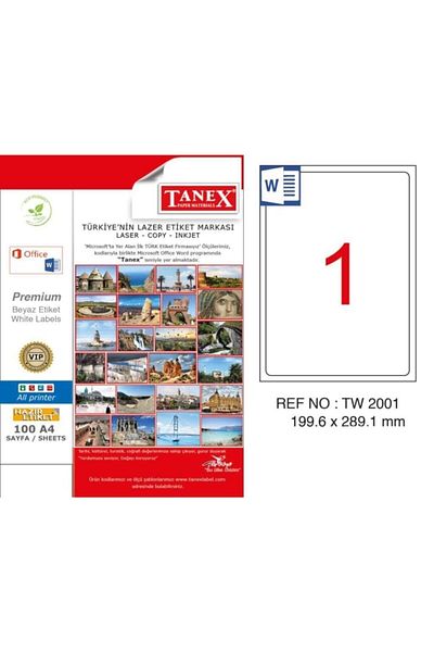 Tanex Tw-2001 199,6x289,1mm Επικαλυμμένο αυτοκόλλητο λέιζερ 100 τεμαχίων