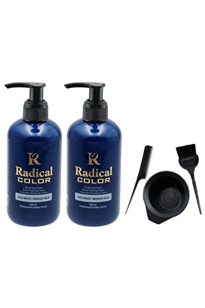 Radical Saç Boyası Gece Mavisi 250ml 2adet Ve Fluweel Saç Boya Kabı Seti