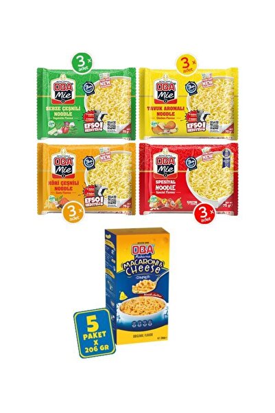 Oba Makarna 5’li Macaroni And Cheese (MAC & CHEESE) 12’li Obamie Karma Noodle Paket