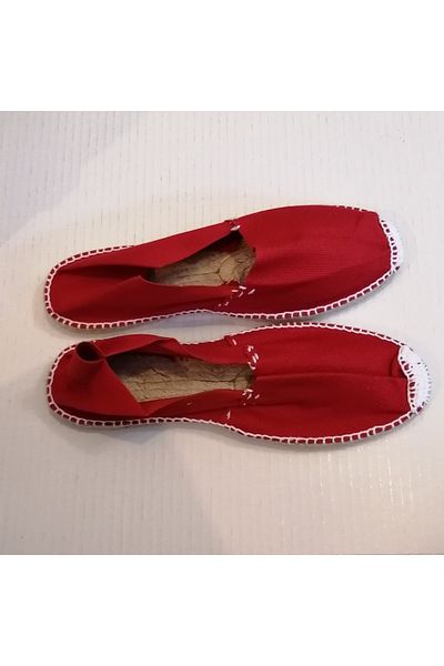 Beta Unisex Handmade Linen Red Natural Jute Knitted Rubber Integrated Base Espadrille
