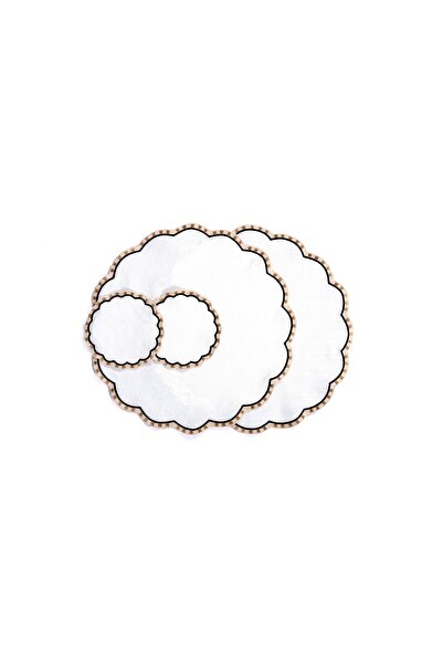 Peno Concept 2'li Amerikan Servis (SUPLA) Nakışlı Dertsiz Gardenya Keten Circle