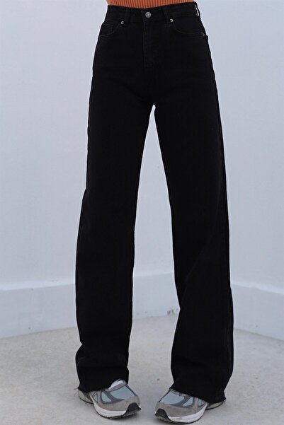 DRC trend Larissa Solmaz - Crne Sa likrom Široke nogavice farmerke, široke fa...