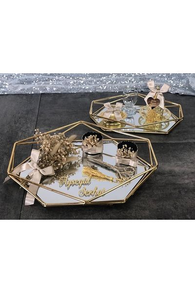 Masalsı Concept 2-Piece Prism Promise Engagement Tray Groom Cup Groom Brown