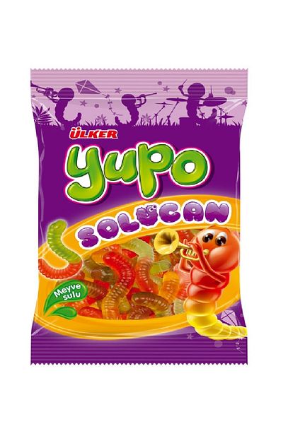 Ülker Yupo Worm Fruit Juicy 80 g 24 Pcs Jelibon