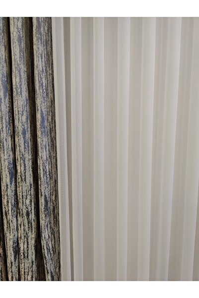 Yükseller Hafif Desenli Beyaz Kurşunlu Düz Tül