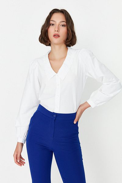 Trendyol Collection Hímzés részletes fehér hímzett pamut ing - TWOAW21GO0005