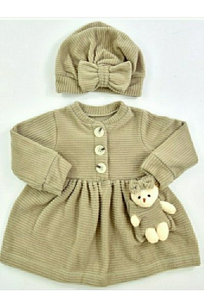 DIDuStore 3/18 Month Baby Girl Dress Models, Girl's Clothes with Teddy Bear and Hat