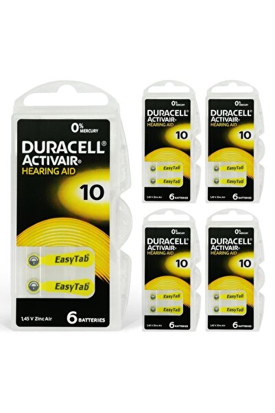 Duracell Activair 10 Numara Işitme Cihazı Pili (5 Paket X 6 Adet= 30 Adet Pil)