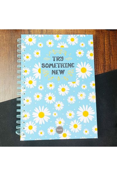 Retina Shop Blue Daisy Designed Lined Spiral Notebook