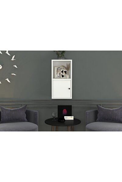 Nettrends Kitaplikli Kapakli Duvar Rafi Beyaz 35 Cm Dvr-1039-ç