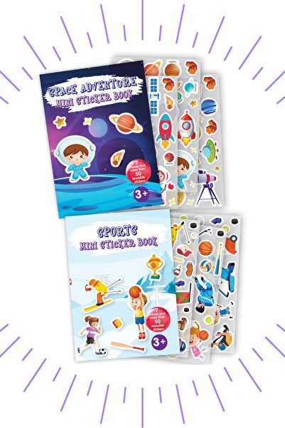 Bonkido Mini Sticker Book ( 2'li Set) Space Ve Sport Sticker Uzay Ve Sporlar