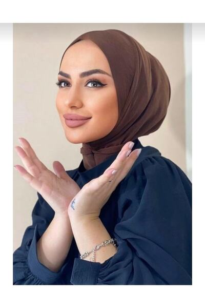 R&S modibone Kahverengi Çıt Çıtlı Hijab Eşarp Bone Şal