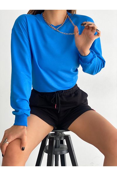 Fav Style Hanorac oversize cu două fire pentru damă Saks Blue