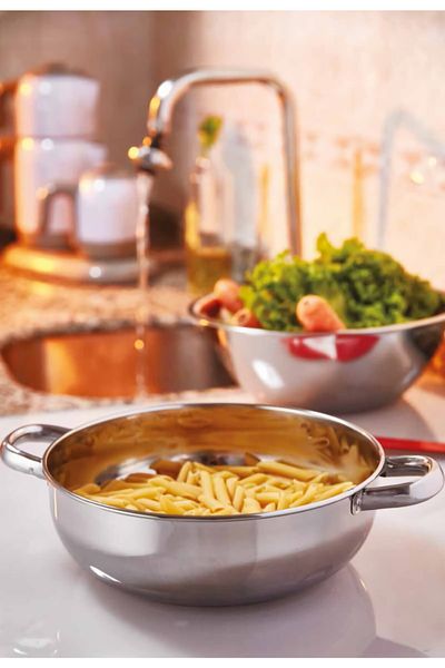 ÖzSa Home Luxury Stainless Steel Handled Pasta Vegetable Strainer 25cm Multi-Purpose Strainer
