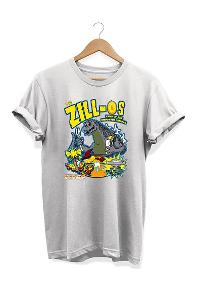 remonz Σειρά Food Godzilla Corn Flakes εμπριμέ 100% βαμβακερό μπλουζάκι μεγάλου μεγέθους