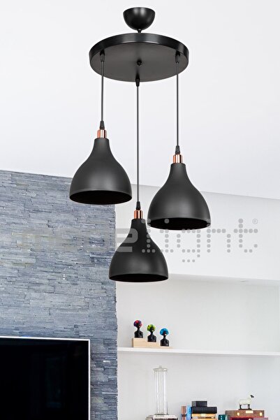 Modelight Ronda 3lü Avize Siyah / Salon - Oturma Odası - Çocuk Odası - Yemek Odası - Mutfak - Antre - Hol