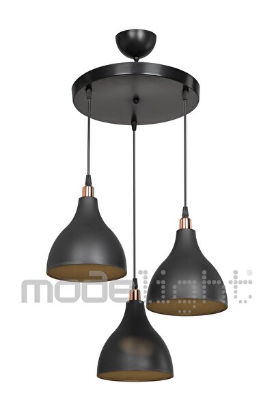 Modelight Ronda 3lü Avize Siyah / Salon - Oturma Odası - Çocuk Odası - Yemek Odası - Mutfak - Antre - Hol