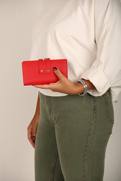 Ayleen Ayz Kadın Deri Cüzdan Yumuşak Derili Çift Patlı Kapama Kemerli Telefon...