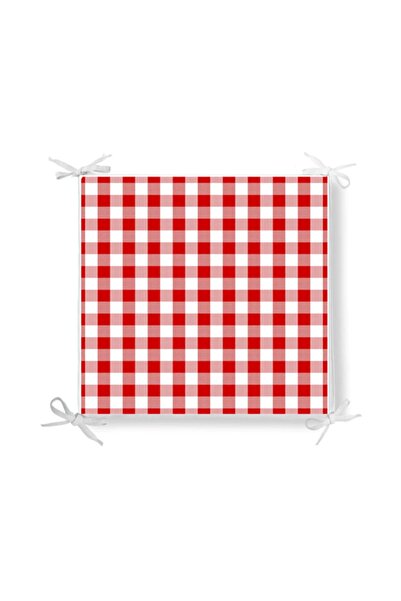 Sister Home Design Kırmızı Beyaz Pötikare Fermuarlı Sandalye Minderi