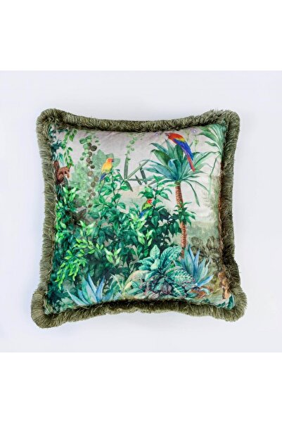 Adawall Papağanlı Kadife Yastık/Kırlent (Dolgu Boncuk Elyaf, Uluslararası Yık...