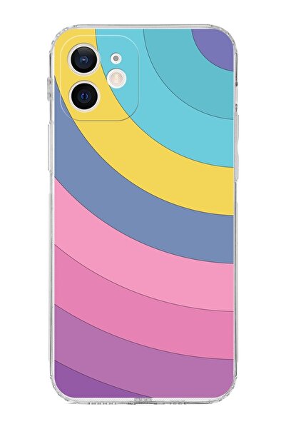PrintiFy Apple Iphone 12 Mini Uyumlu Kamera Korumalı Kapak Renk Cümbüşü Tasar...