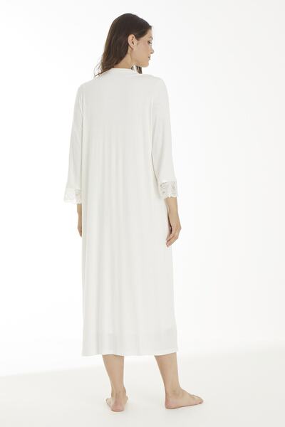 Miss Dünya Lissa Beyaz Dantel Detaylı Hamile Ve Lohusa Gecelik Takımı