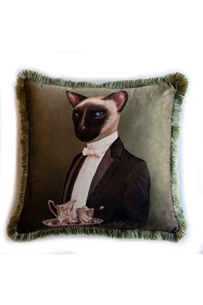 Adawall Serious Cat Kadife Yastık (dolgu Boncuk Elyaf Uluslararası Yıkama Ve ...