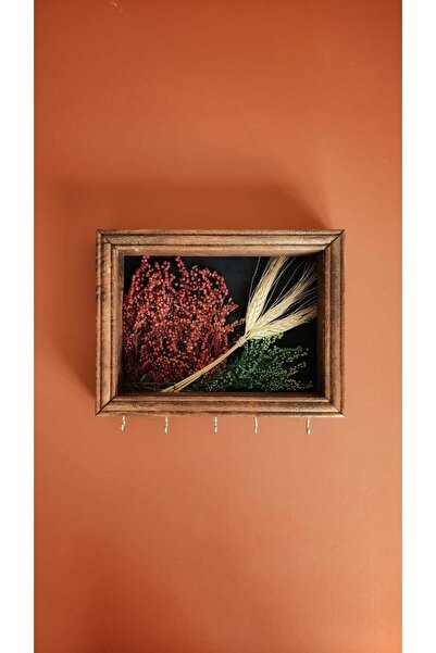 fatrema Kuru Çiçekli Dekoratif Ahşap Anahtarlık Tablo