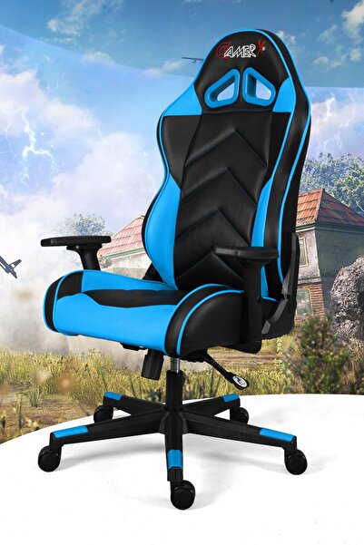 GAMERX X Serisi Deri Oyuncu Koltuğu Mavi/siyah