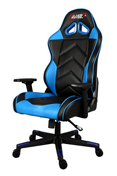 GAMERX X Serisi Deri Oyuncu Koltuğu Mavi/siyah