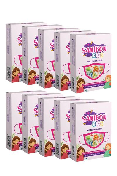 SANİBON 10 Kutu 10'lu Stylish Kids Çocuk Maske