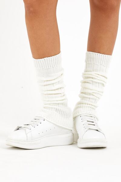 SOCKS WORLD Jambiere de iarnă din bumbac gros și cizme aerobice șosete albe