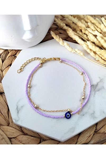 HALHALMILL Kadın Lila Top Zincirli Halhal