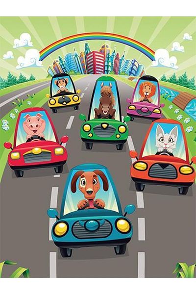 Art Puzzle Cute Drivers 100 Piece Wooden Puzzle Art Kids