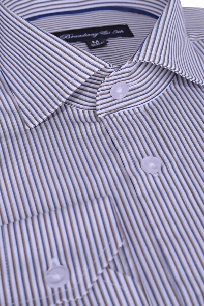 Ottomoda Erkek Çizgili Uzun Kollu Italyan Yaka Gömlek, B5-017