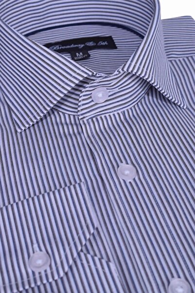 Ottomoda Erkek Çizgili Uzun Kollu Italyan Yaka Gömlek, B5-017