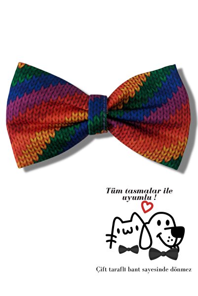 UTDpet ربطة عنق للكلاب على شكل قطة قوس قزح (بدون مشبك)