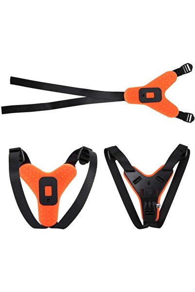 Gplus Gp524 5 Parça Gopro Eken Sjcam Aksiyon Kamera Tutucu Jaw Mount Motor Kask Çene Tutma Aparatı Turuncu