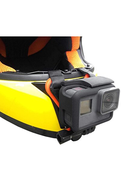 Gplus Gp524 5 Parça Gopro Eken Sjcam Aksiyon Kamera Tutucu Jaw Mount Motor Kask Çene Tutma Aparatı Turuncu