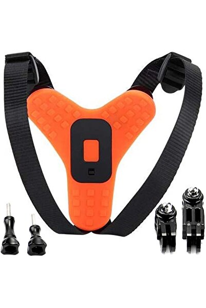 Gplus Gp524 5 Parça Gopro Eken Sjcam Aksiyon Kamera Tutucu Jaw Mount Motor Kask Çene Tutma Aparatı Turuncu